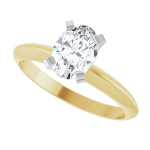 14K Yellow/White 7 x 5 mm Oval Solitaire Engagement Ring Mounting