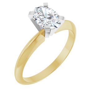 14K Yellow/White 7 x 5 mm Oval Solitaire Engagement Ring Mounting
