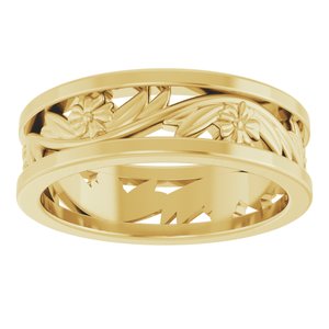 14K Yellow 5.8 mm Floral Band Size 7