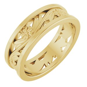 14K Yellow 5.8 mm Floral Band Size 7