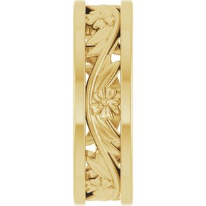 14K Yellow 5.8 mm Floral Band Size 7
