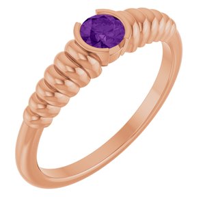 14K Rose Natural Amethyst Ring