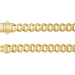 14K Yellow 7.4 mm Monaco Edge Curb 22" Chain