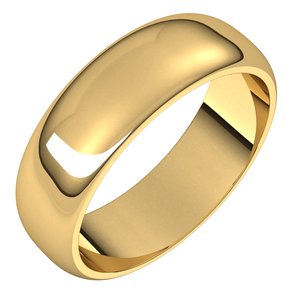 18K Yellow 6 mm Half Round Band Size 10