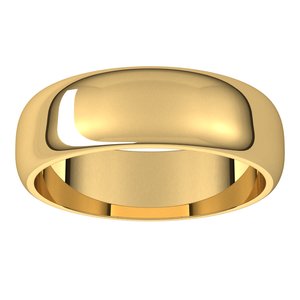 18K Yellow 6 mm Half Round Band Size 10