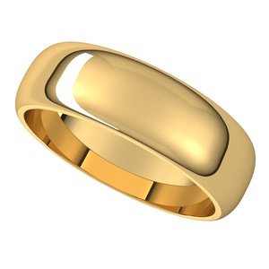 18K Yellow 6 mm Half Round Band Size 10