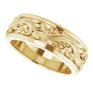 14K Yellow 7 mm Sculptural Band Size 7.5
