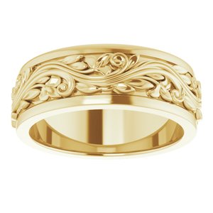 14K Yellow 7 mm Sculptural Band Size 7.5