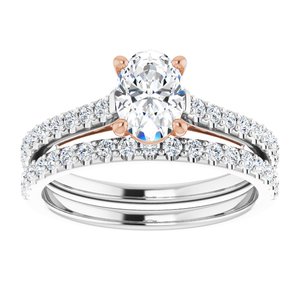 14K White/Rose 7 x 5 mm Oval 1/4 CTW Natural Diamond Semi-Set Engagement Ring