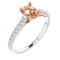 14K White/Rose 7 x 5 mm Oval 1/4 CTW Natural Diamond Semi-Set Engagement Ring