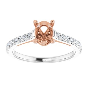 14K White/Rose 7 x 5 mm Oval 1/4 CTW Natural Diamond Semi-Set Engagement Ring