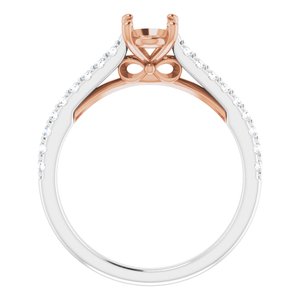 14K White/Rose 7 x 5 mm Oval 1/4 CTW Natural Diamond Semi-Set Engagement Ring