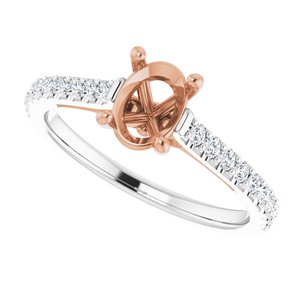 14K White/Rose 7 x 5 mm Oval 1/4 CTW Natural Diamond Semi-Set Engagement Ring