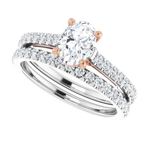 14K White/Rose 7 x 5 mm Oval 1/4 CTW Natural Diamond Semi-Set Engagement Ring