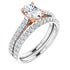 14K White/Rose 7 x 5 mm Oval 1/4 CTW Natural Diamond Semi-Set Engagement Ring