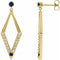 14K Yellow Natural Blue Sapphire & 3/8 CTW Natural Diamond Geometric Earrings