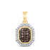 10k YELLOW GOLD 1/4CTW DIAMOND NK OCTAGON COGNAC NATURAL PENDANT