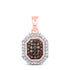 10k ROSE GOLD 1/4CTW DIAMOND NK OCTAGON COGNAC NATURAL PENDANT