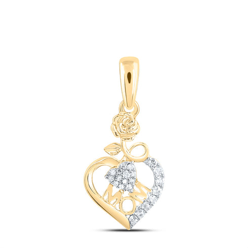 10k YELLOW GOLD 1/12CTW DIAMOND NK GIFT | MOM HEART PENDANT
