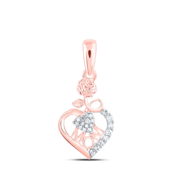 10k ROSE GOLD 1/12CTW DIAMOND NK GIFT | MOM HEART PENDANT