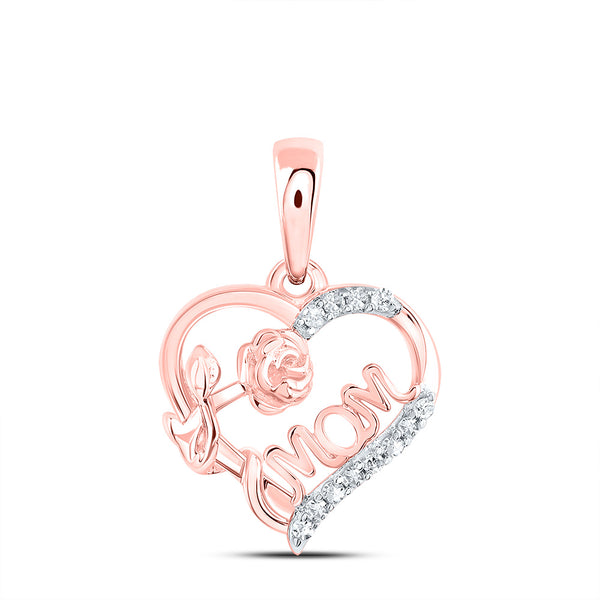 10k ROSE GOLD 1/20 CTW DIAMOND NK GIFT | MOM HEART PENDANT