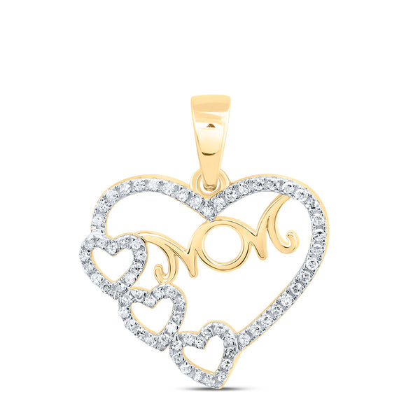 10k YELLOW GOLD 1/6 CTW DIAMOND P1 GIFT | MOM HEART PENDANT