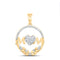 10k YELLOW GOLD 1/6 CTW DIAMOND P1 GIFT | MOM HEART FLOWER PENDANT