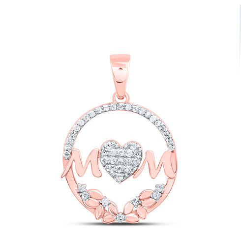 10k ROSE GOLD 1/6 CTW DIAMOND P1 GIFT | MOM HEART FLOWER PENDANT