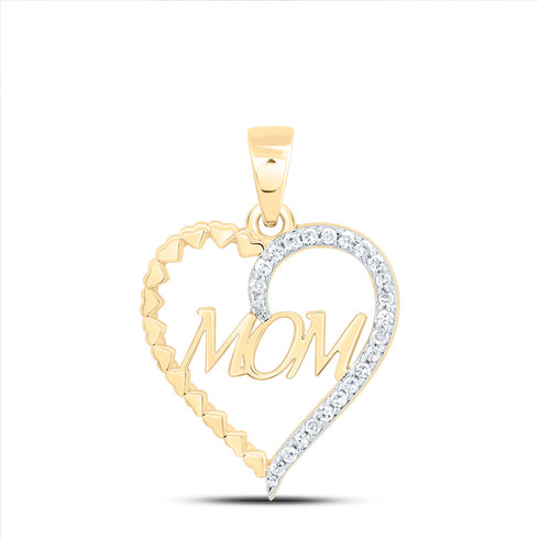 10k YELLOW GOLD 1/10 CTW DIAMOND P1 GIFT | MOM HEART PENDANT