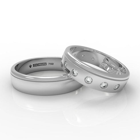 Ezra Pietre - Anillos De Matrimonio Oro 18K - Ochun Joyeros - Ochun Joyeros