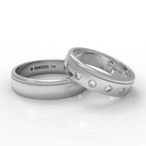 Ezra Pietre - Anillos De Matrimonio Oro 18K - Ochun Joyeros - Ochun Joyeros