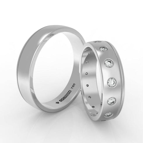 Ezra Pietre - Anillos De Matrimonio Oro 18K - Ochun Joyeros - Ochun Joyeros
