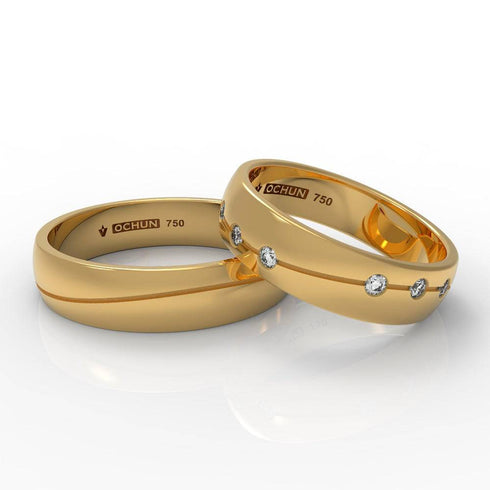 Aiyana - Anillos De Matrimonio Oro 18K - Ochun Joyeros - Ochun Joyeros
