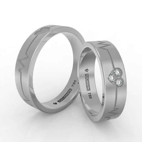 Agni Liv - Anillos De Matrimonio Oro Blanco 18K - Ochun Joyeros - Ochun Joyeros