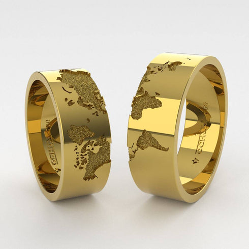 Mapamundi - Anillos De Matrimonio Oro 18K - Ochun Joyeros - Ochun Joyeros