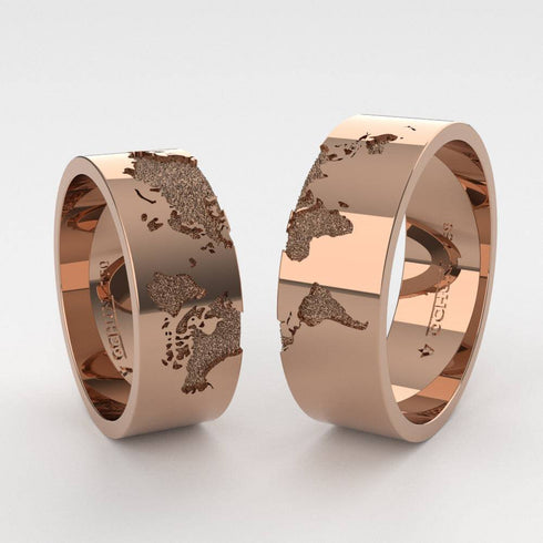 Mapamundi - Anillos De Matrimonio Oro 18K - Ochun Joyeros - Ochun Joyeros