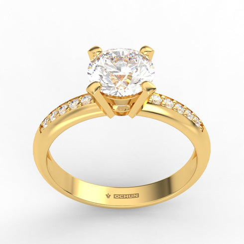 Adelineth AC004D18K - Engagement Ring 18K Gold Lab Grown Diamond