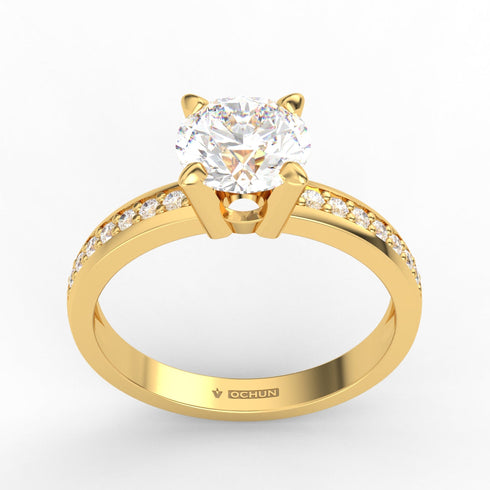Chiarani AC017M14K - Engagement Ring 14K Gold Moissanite