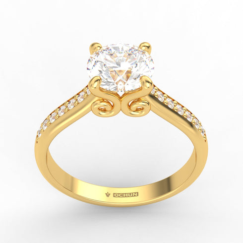 Petaloúda Zoun AC048D18K - Engagement Ring 18K Gold Lab Grown Diamond