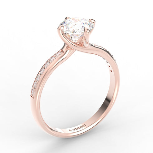 Agarena AC075D18K - Engagement Ring 18K Gold Lab Grown Diamond