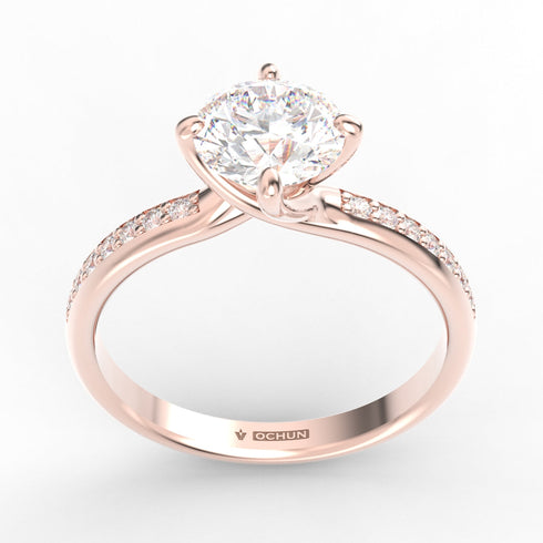 Agarena AC075D14K - Engagement Ring 14K Gold Lab Grown Diamond