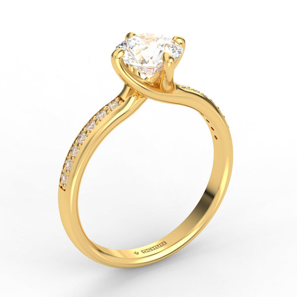Agarena AC075D18K - Engagement Ring 18K Gold Lab Grown Diamond