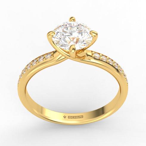 Agarena AC075D14K - Engagement Ring 14K Gold Lab Grown Diamond