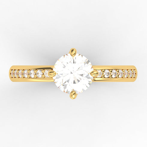 Agarena AC075D14K - Engagement Ring 14K Gold Lab Grown Diamond
