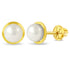 aretes bisel con perlas blancas cultivadas para niñas pequeñas oro amarillo 14k
