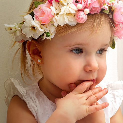 aretes en forma de estrella con perlas cultivadas para niñas pequeñas oro amarillo 14k