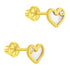 aretes corazón para niñas pequeñas oro amarillo 14k con nácar natural y circonita cúbica