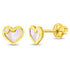 aretes corazón para niñas pequeñas oro amarillo 14k con nácar natural y circonita cúbica