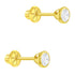 aretes bisel 4 mm para niñas pequeñas oro amarillo 14k con circonita cúbica