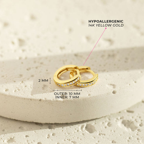 aretes argolla para niñas pequeñas oro amarillo 14k con circonita cúbica